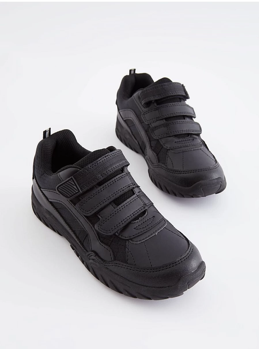 George at Asda Black Triple Strap School Trainers - Comfortable & Stylish Sneakers for Men & Women