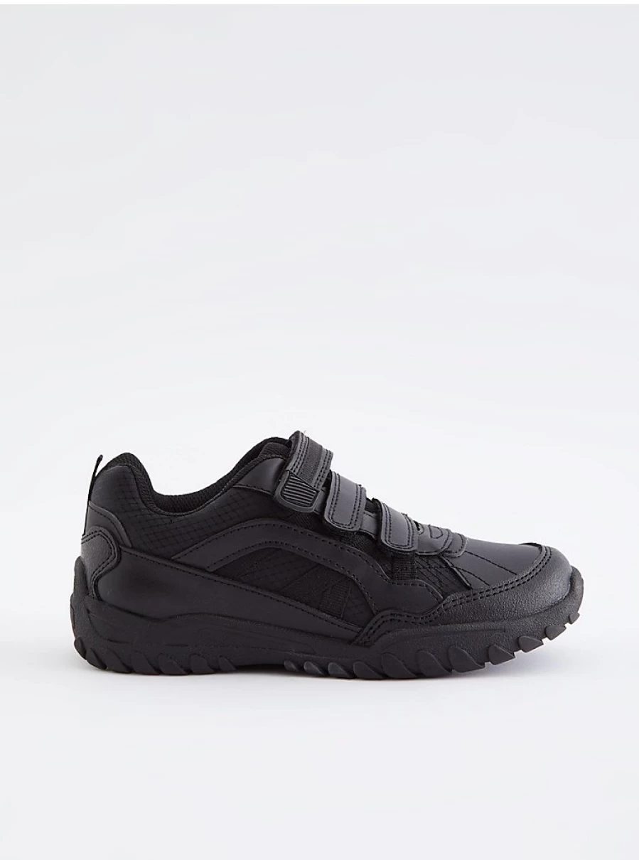 George at Asda Black Triple Strap School Trainers - Comfortable & Stylish Sneakers for Men & Women