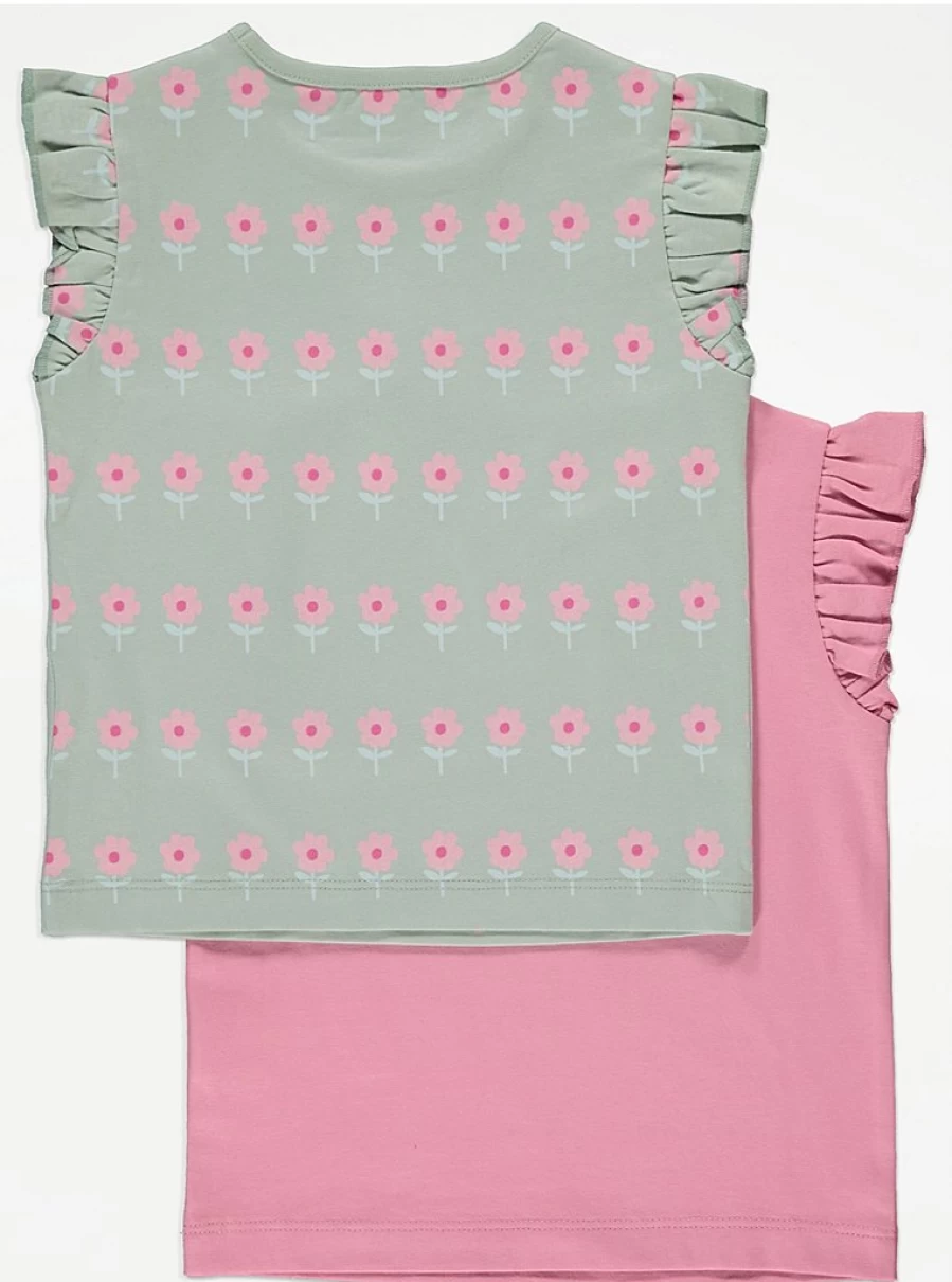 Girls' Floral Frill T-Shirt and Cycling Shorts 2-Pack Outfit Set | George at Asda