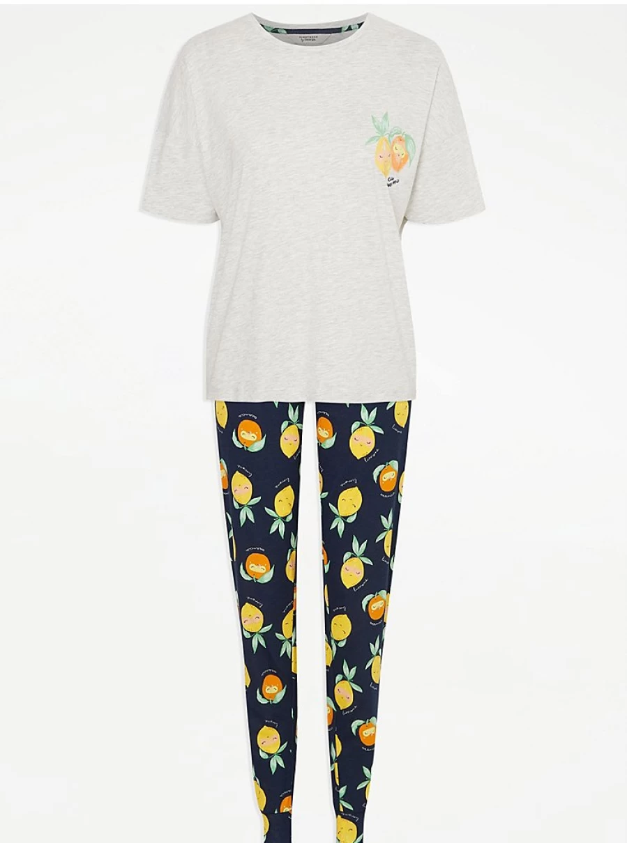 "George at Asda Women's Lemon Print Short Sleeve Pyjama Set - Comfortable Sleepwear & Loungewear"