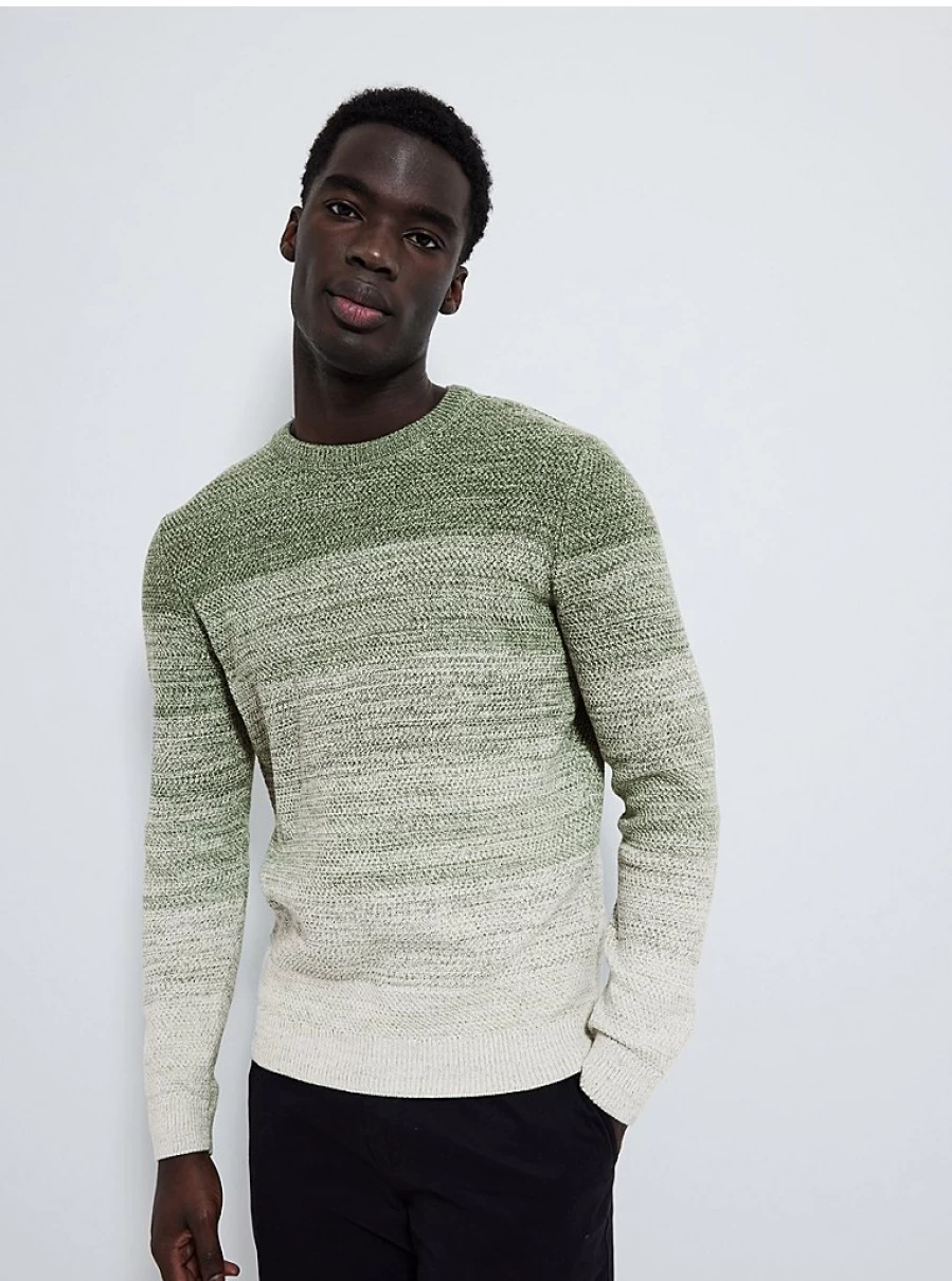Men's Green Ombre Knit Crew Neck Sweater | George at Asda
