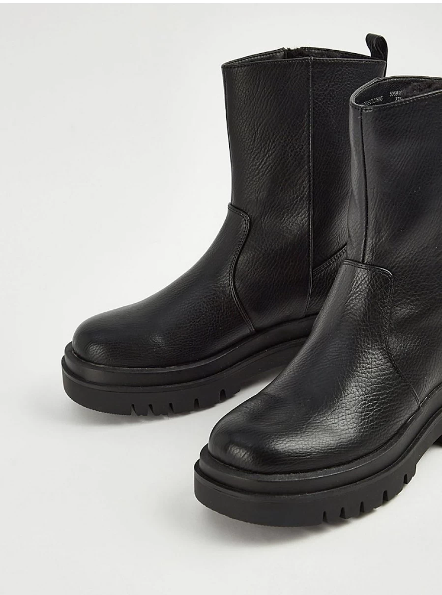 Women's Black Chunky Sole Side Zip Boots | George at Asda