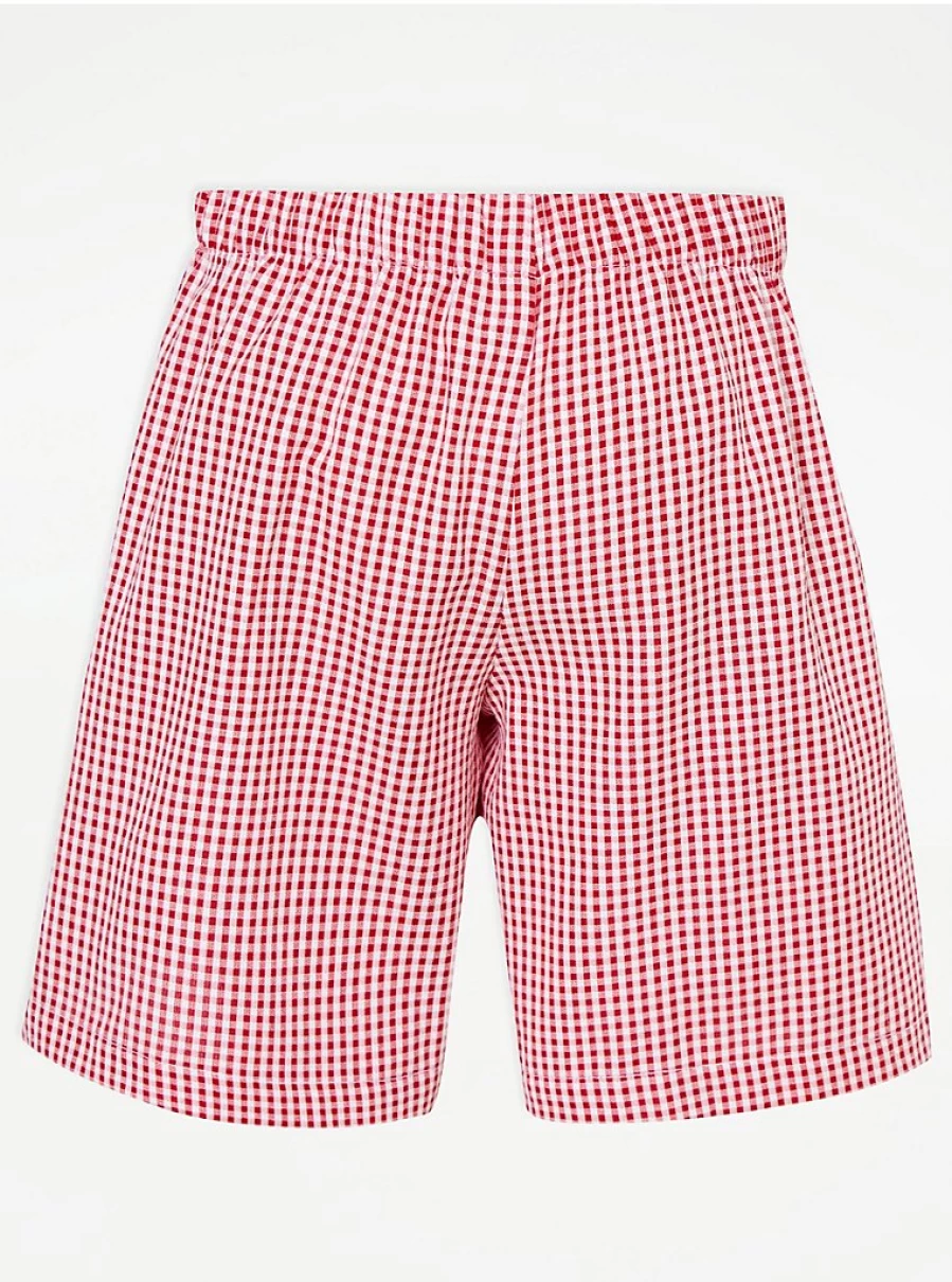 "George at Asda Girls' Red Gingham Pleated School Shorts – Comfortable & Stylish Uniform Shorts"