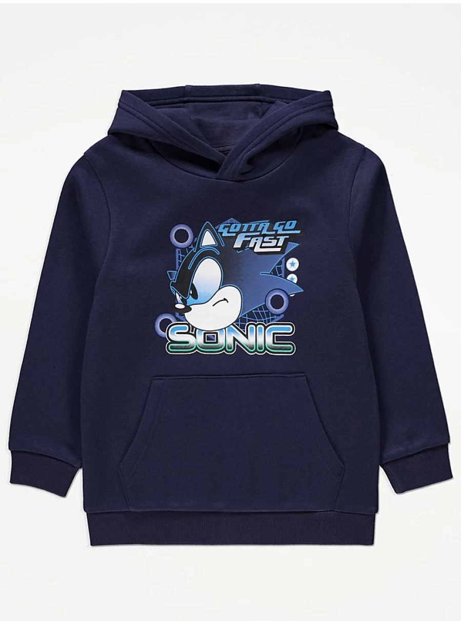 "George at Asda Boys' Sonic The Hedgehog Navy Blue Hoodie | Kids' Character Pullover"