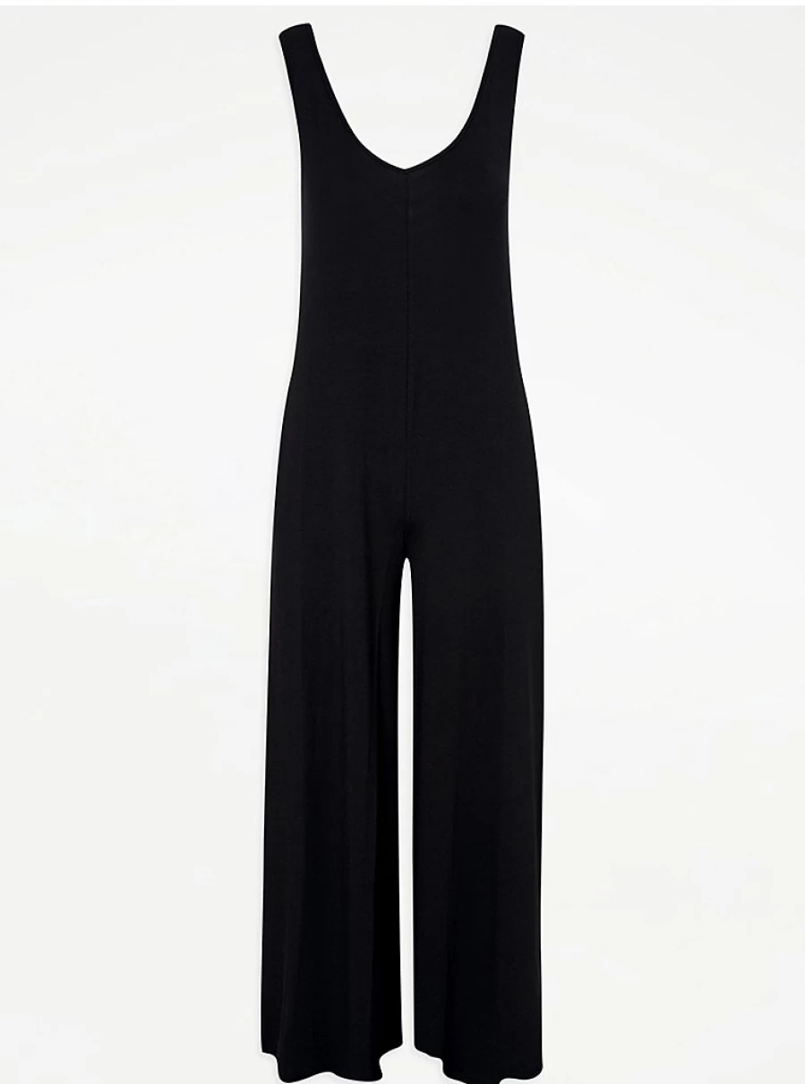 Women's Black V-Neck Sleeveless Wide Leg Jumpsuit | George at Asda