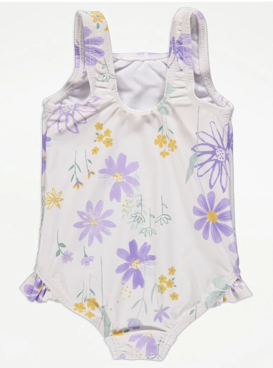 "George at Asda Baby Girls' White Floral Butterfly Frill Swimsuit Review"