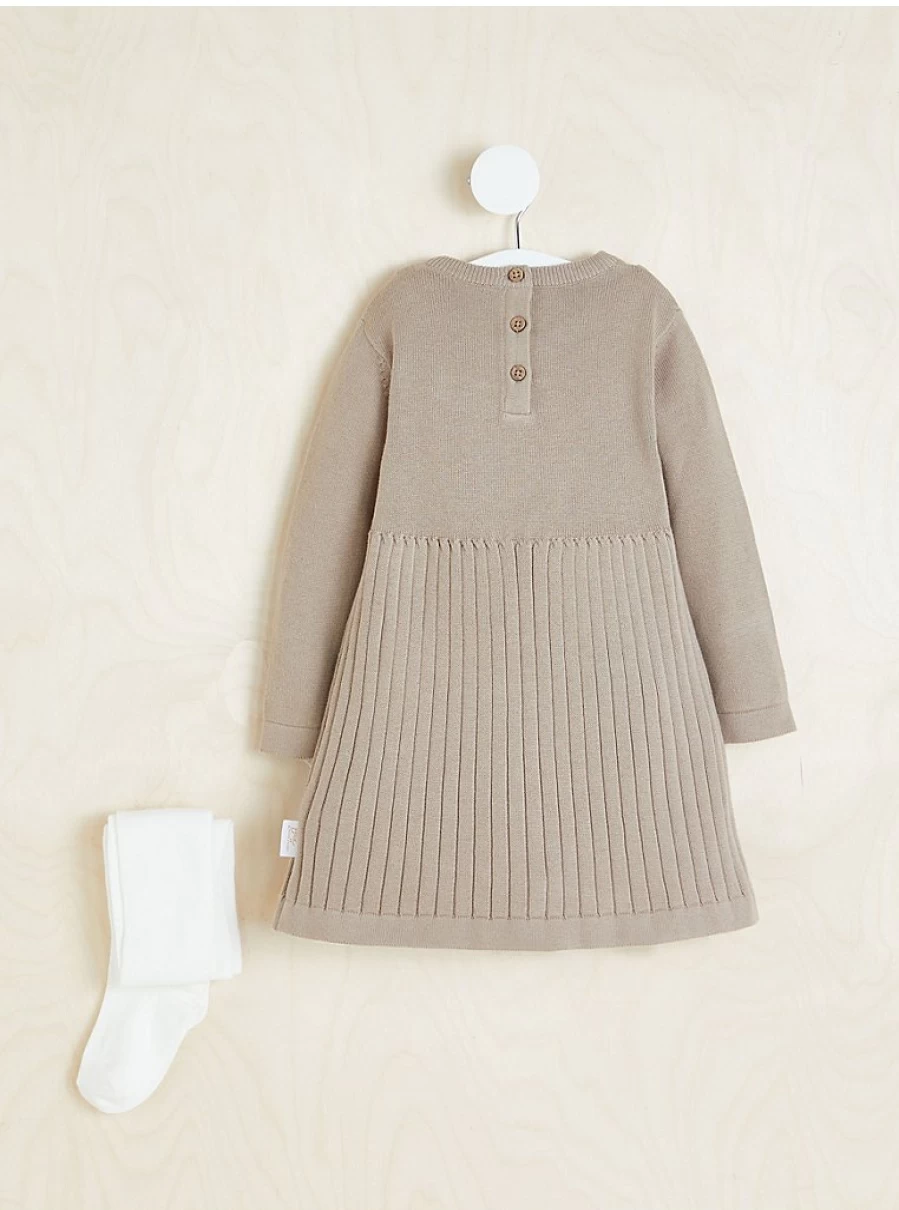 "George at Asda Baby Girls' Brown Knitted Pleated Dress and Tights Set Review"