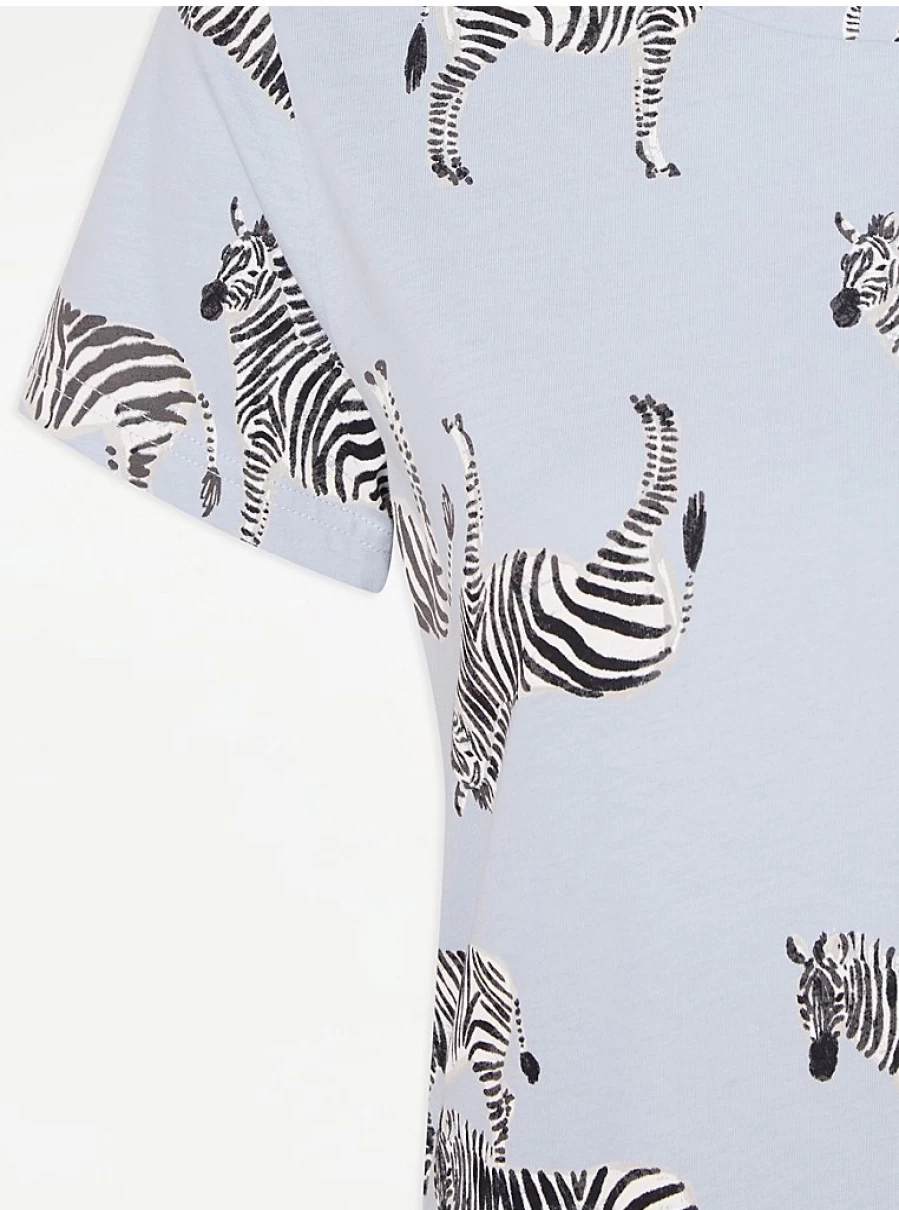 "George at Asda Light Blue Zebra Print Nightdress | Women's Lingerie & Sleepwear"