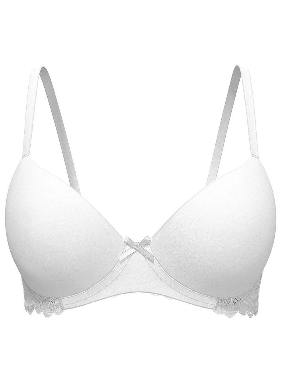 Women's White Lace Padded T-Shirt Bra - Comfort & Support | George at Asda