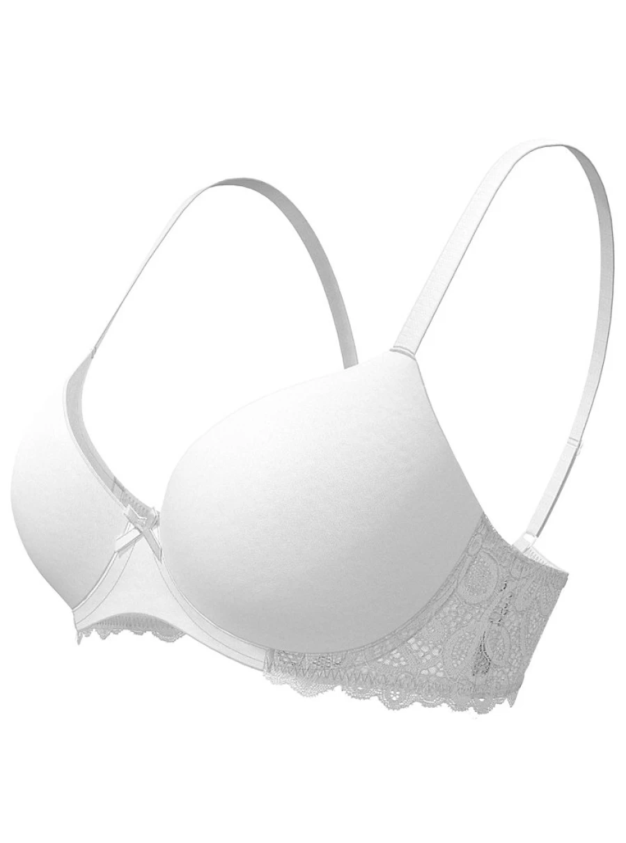 Women's White Lace Padded T-Shirt Bra - Comfort & Support | George at Asda