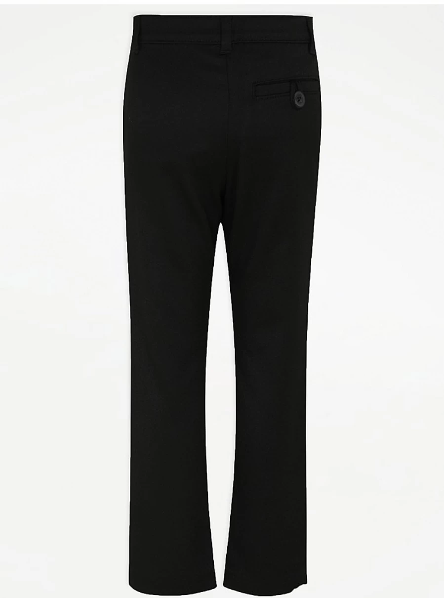 "George at Asda Boys' Black Skinny Fit School Trousers 2-Pack – Long Length Comfort & Style"