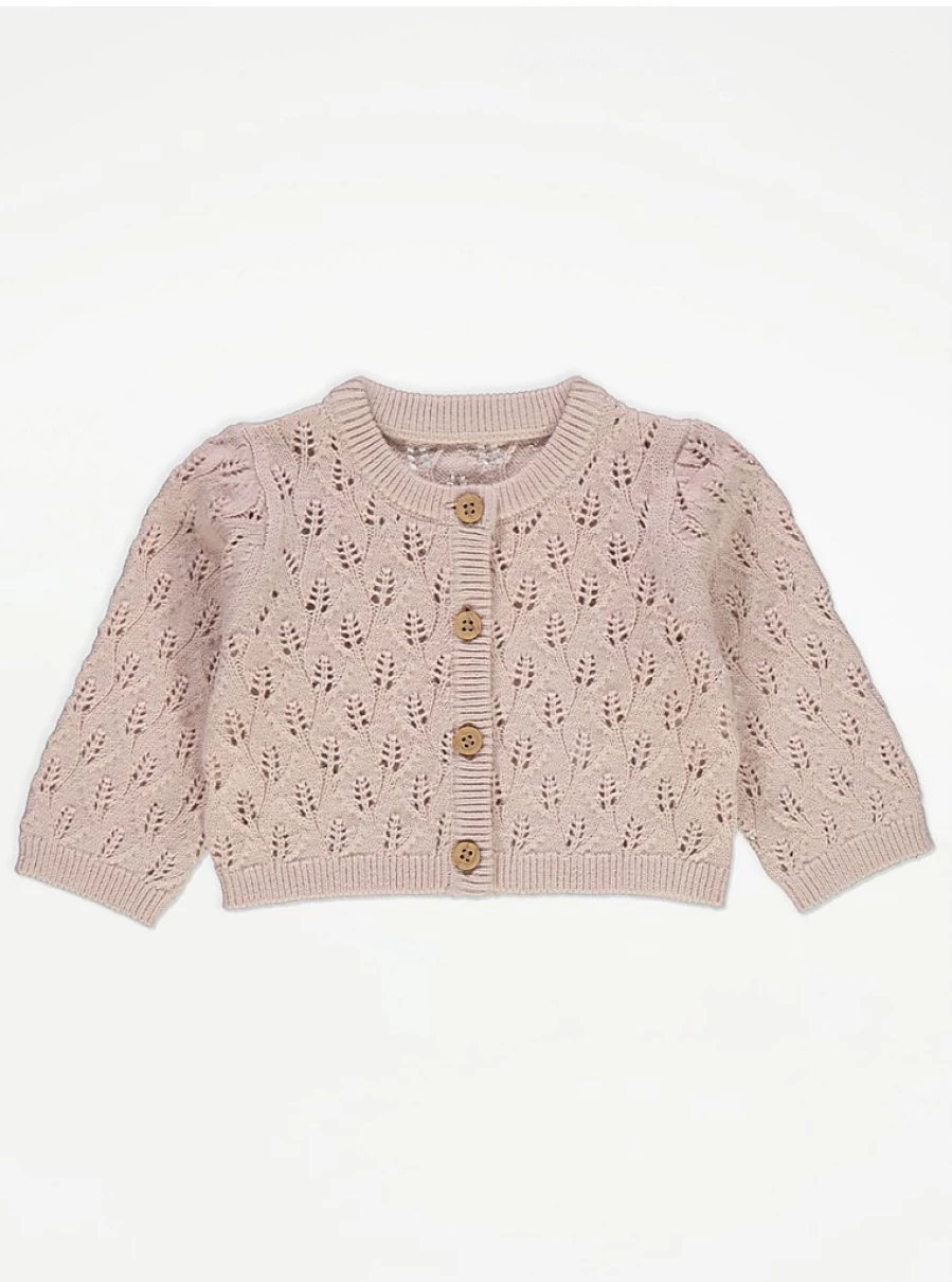 "George at Asda Baby Girls' Pale Pink Leaf Soft Knit Cardigan Review"