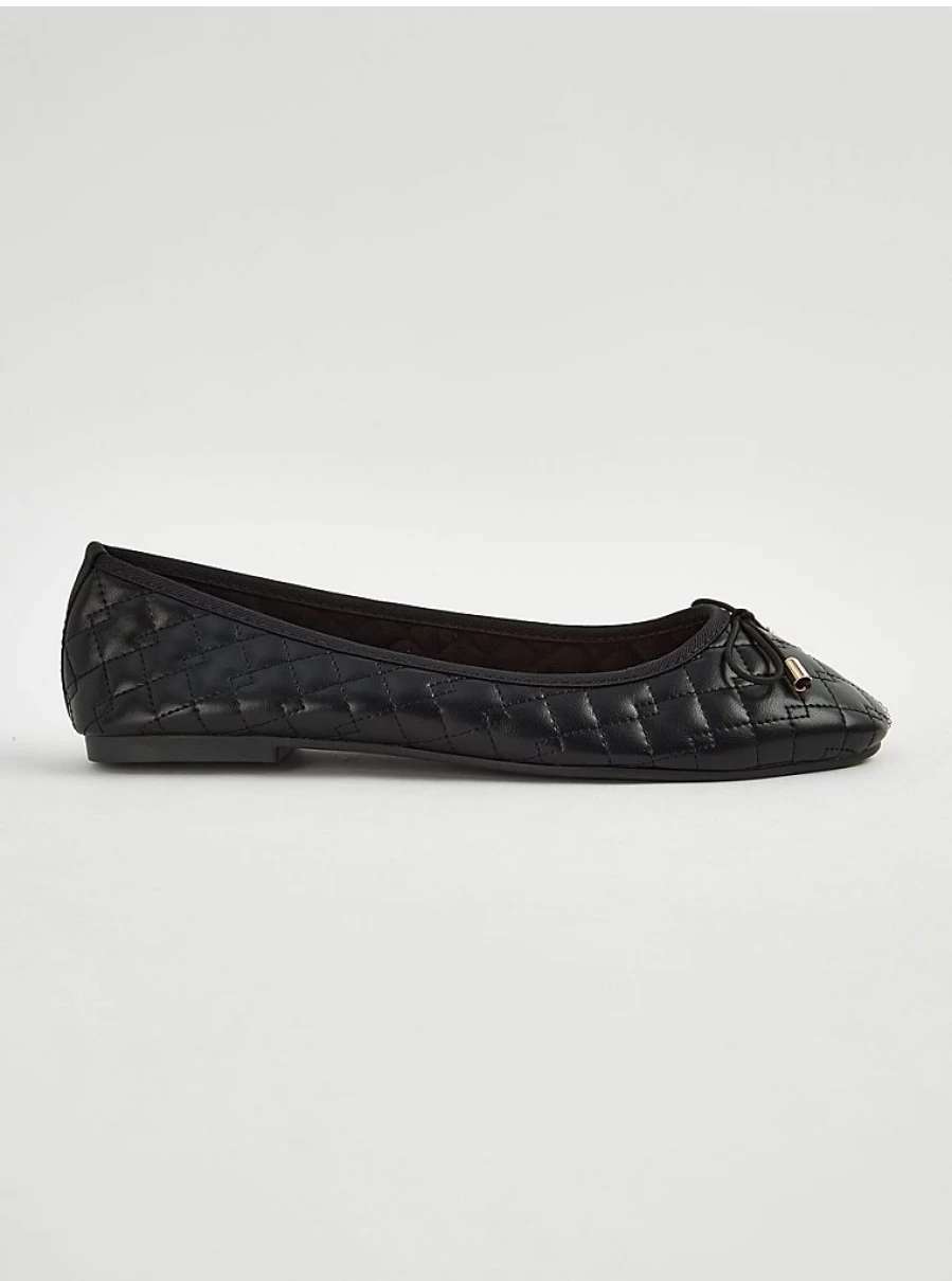"George at Asda Women's Black Wide Fit Quilted Ballet Flats | Comfortable Slip-On Shoes Reviews"
