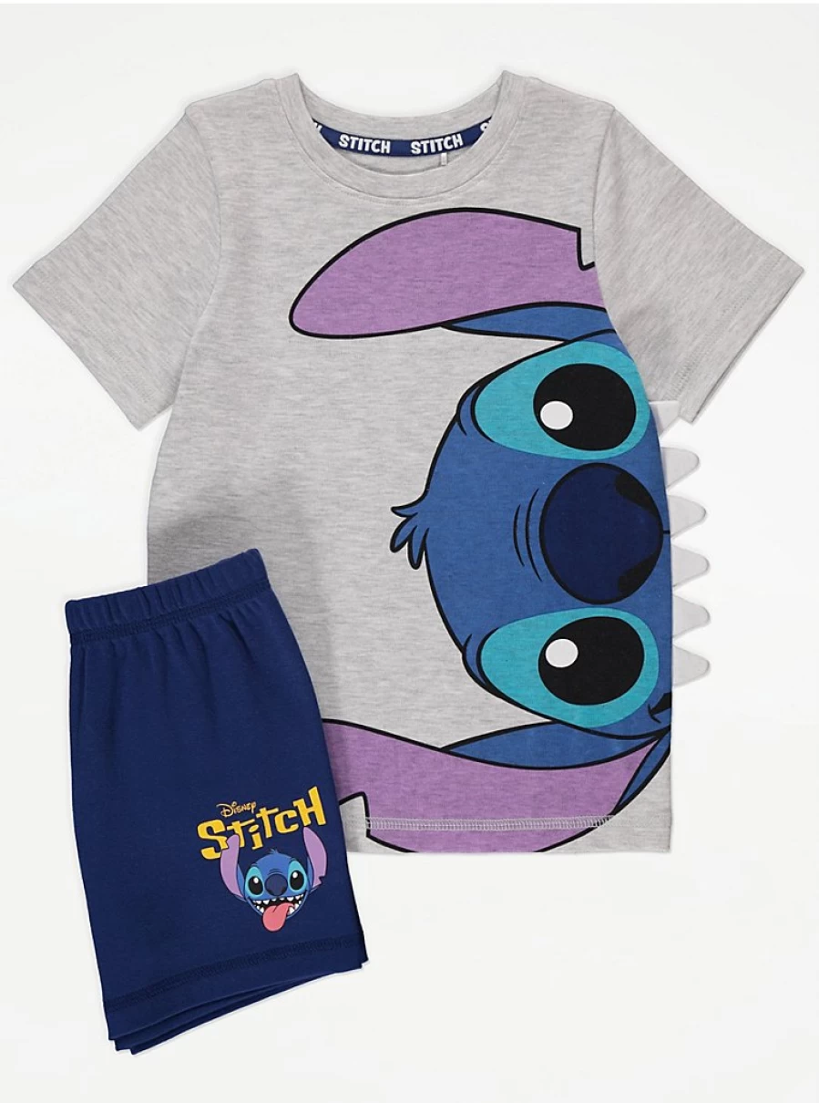 "George at Asda Kids Disney Lilo & Stitch Teeth Short Pyjamas – Comfortable & Fun Sleepwear"