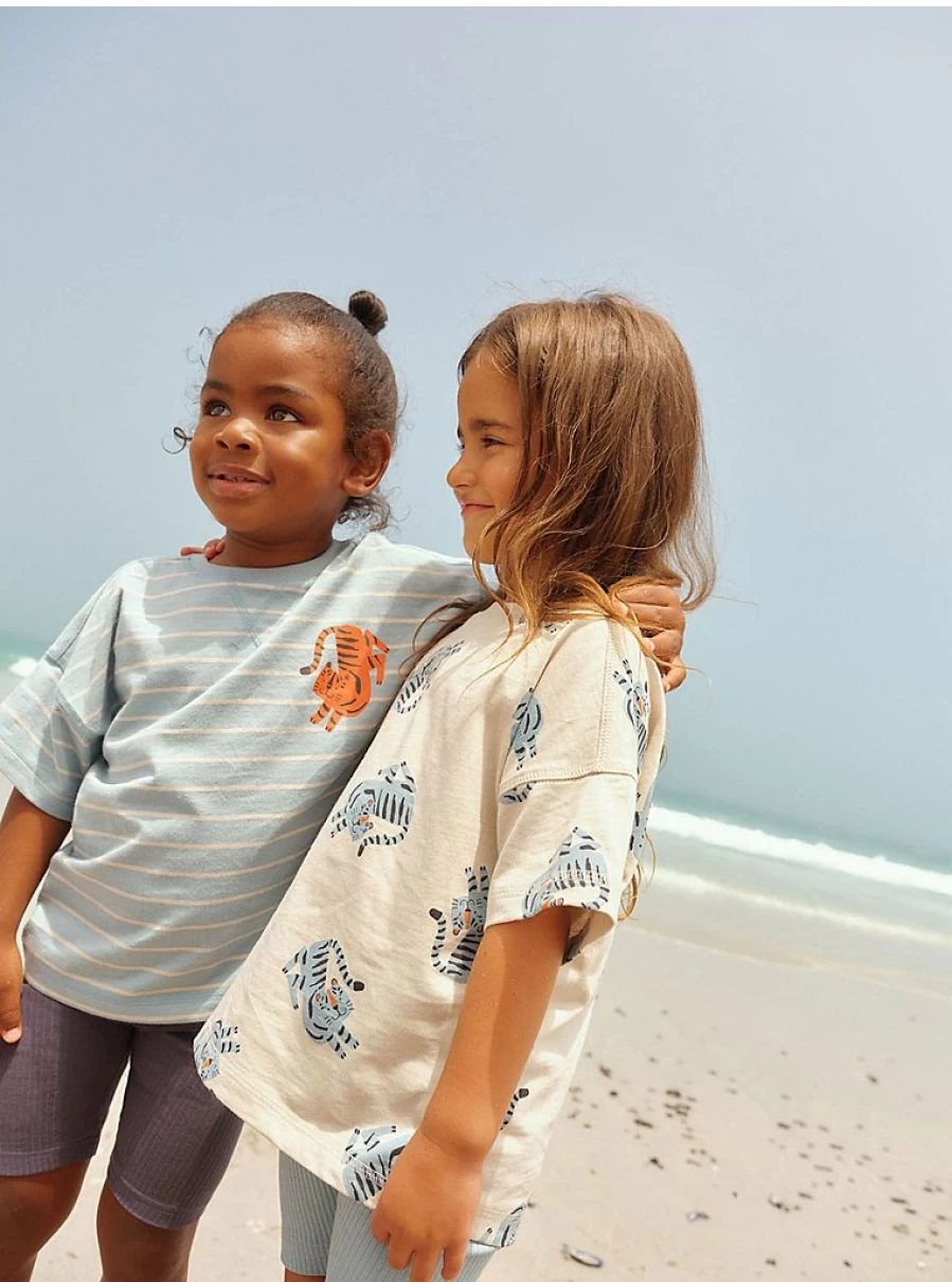 "George at Asda Girls' Tiger Print T-Shirt and Cycling Shorts Outfit Set"