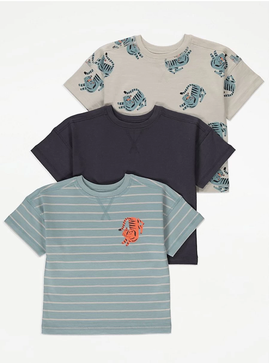 "George at Asda Girls' Tiger Print T-Shirt and Cycling Shorts Outfit Set"