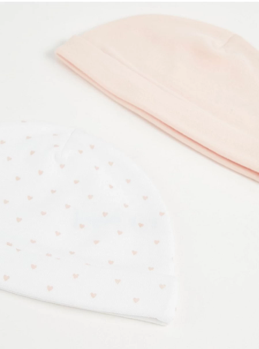 "George at Asda Mini Heart Baby Hats 2-Pack for Newborns | Soft Infant Beanie Set"