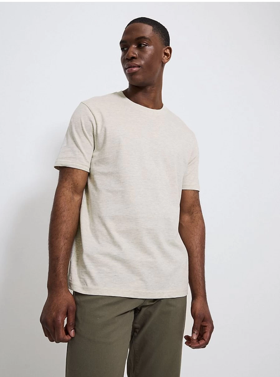 George at Asda Men's Stone Crew Neck T-Shirt - Comfort Fit Casual Wear
