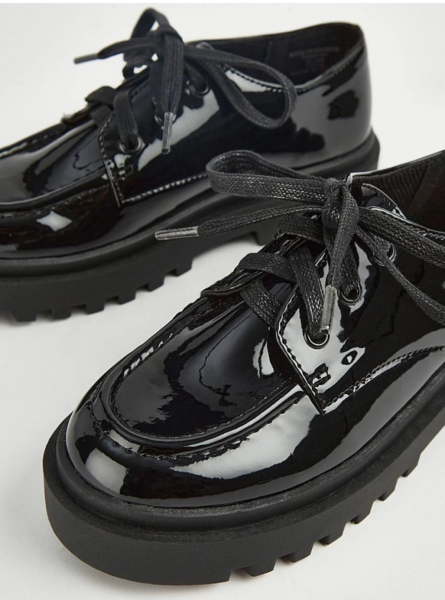 "George at Asda Black Patent Chunky School Shoes with Lace-Up Design | Honest Reviews & Features"