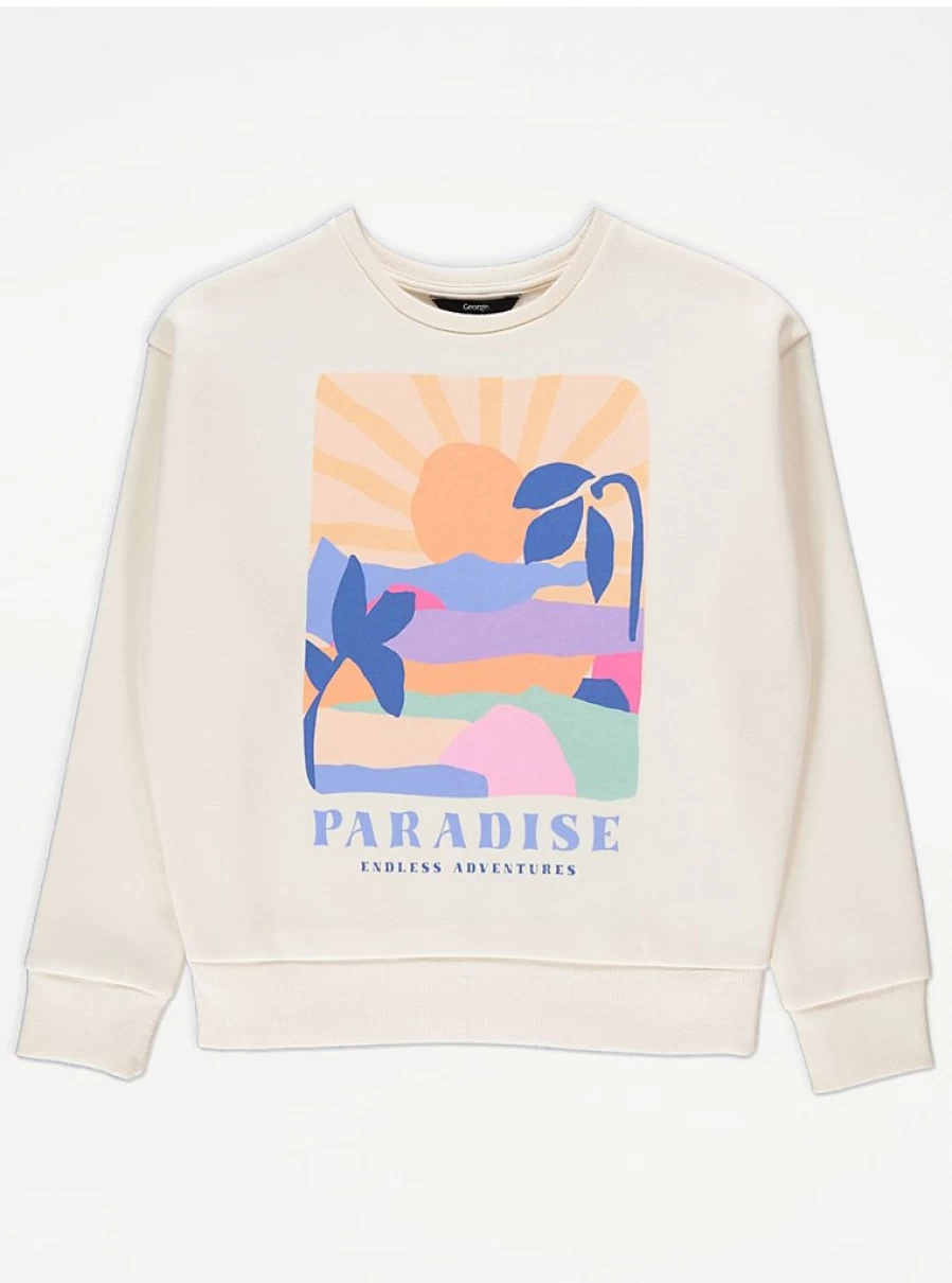 "George at Asda Kids Cream Paradise Scenic Graphic Sweatshirt Review"