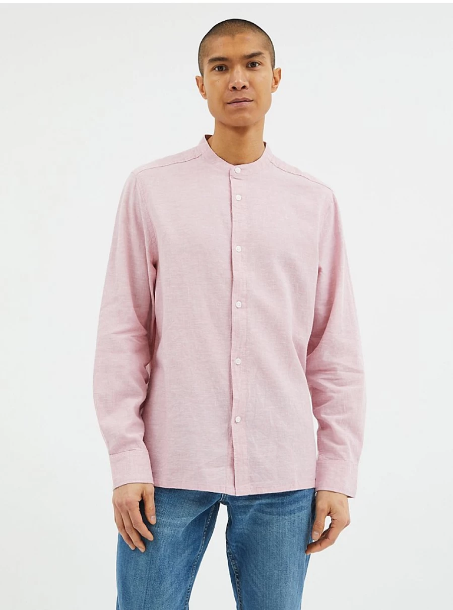 Men's Pink Linen Blend Long Sleeve Shirt - Comfort & Style | George at Asda