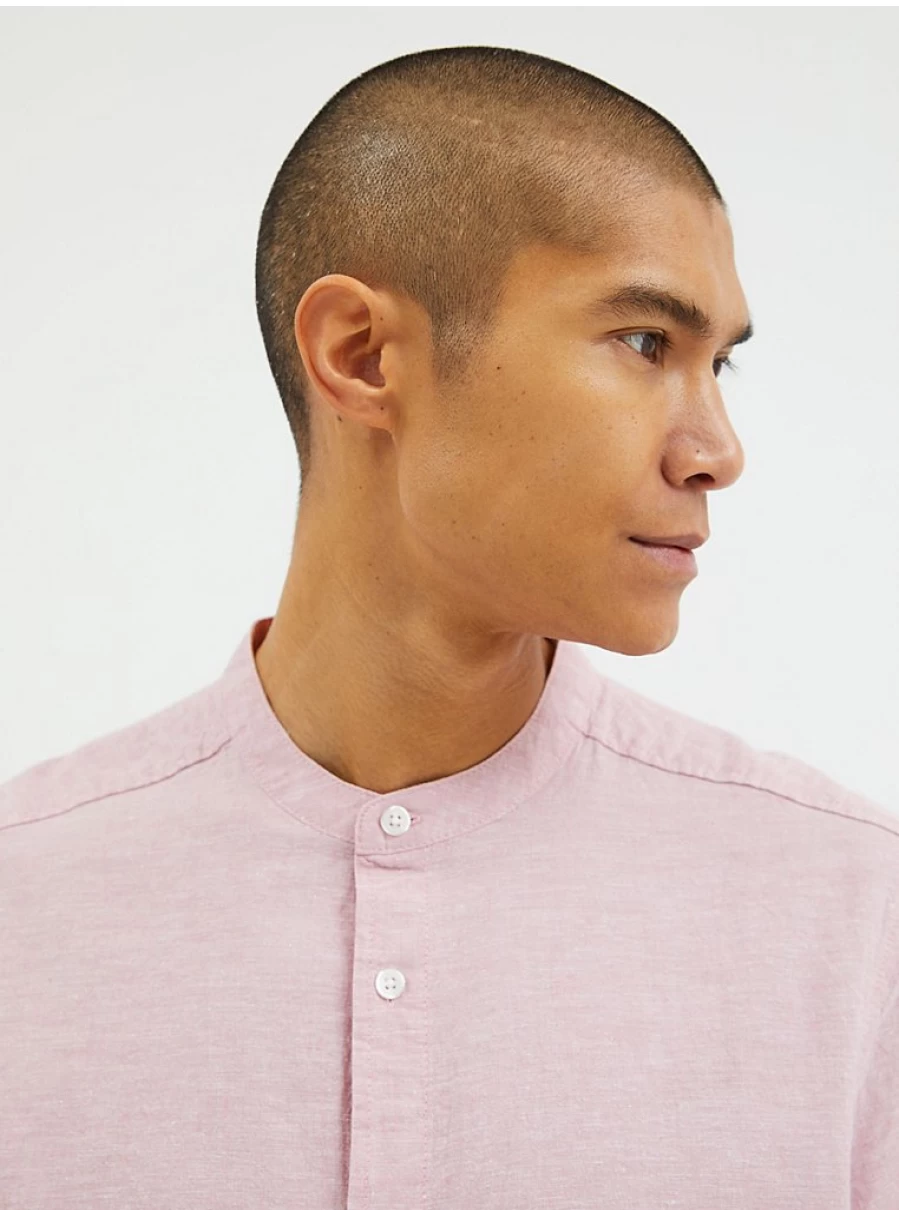 Men's Pink Linen Blend Long Sleeve Shirt - Comfort & Style | George at Asda