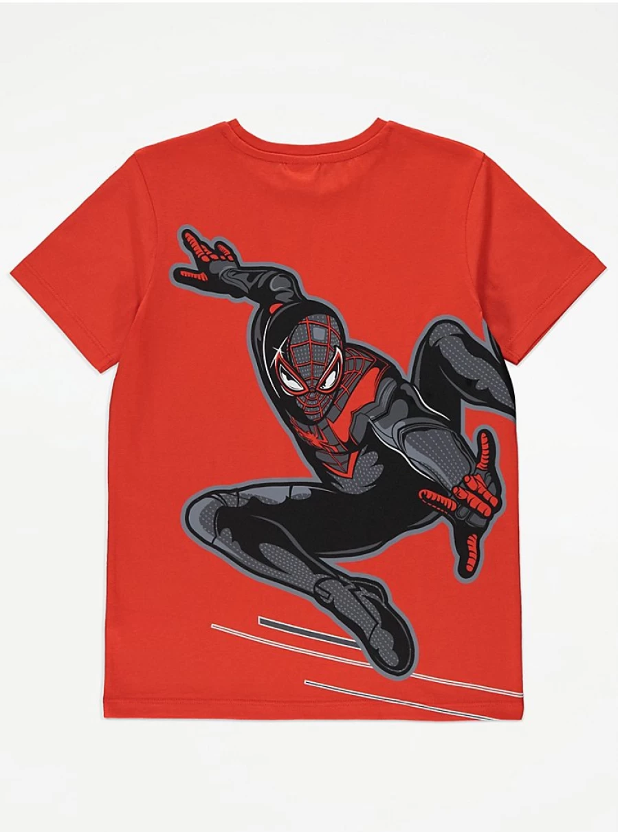 "George at Asda Boys Marvel Spider-Man Red Miles Morales Kids T-Shirt"