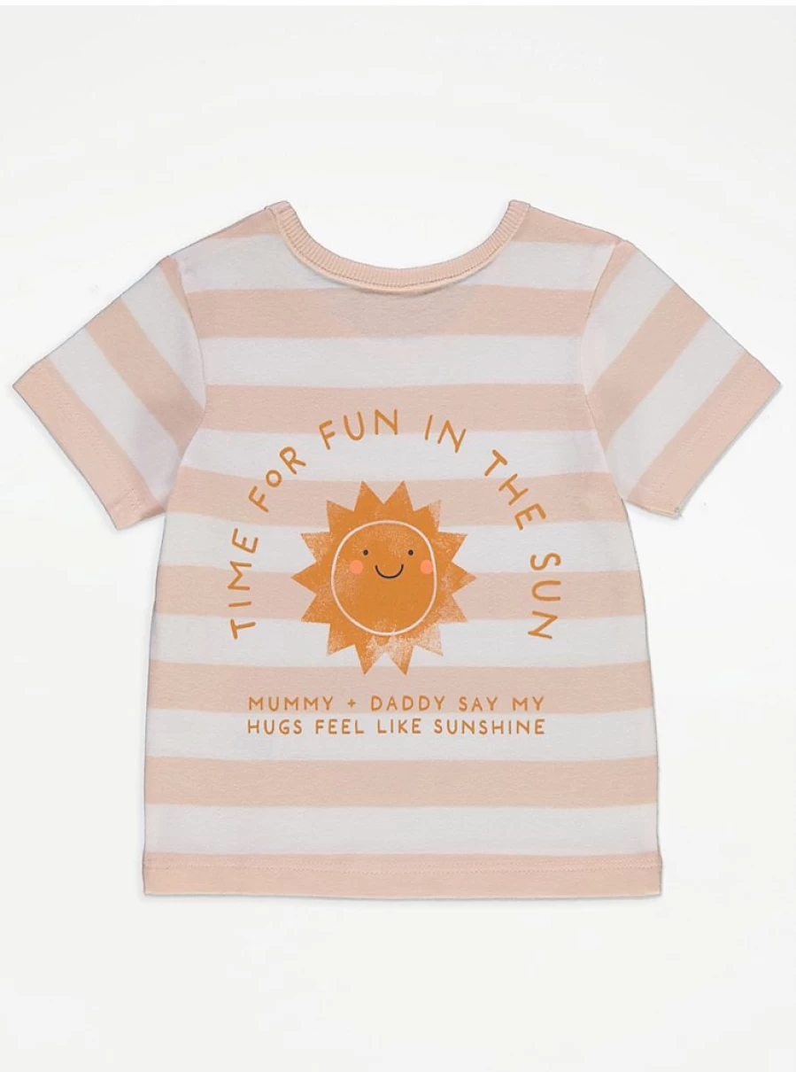 "George at Asda Boys' Neutral Striped My First Holiday Baby T-Shirt Reviews"
