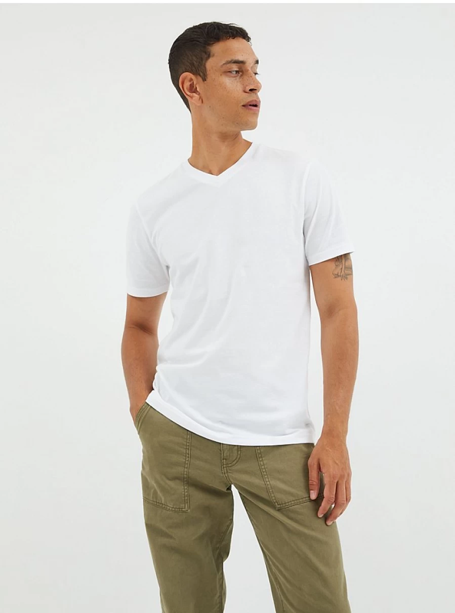 Men's White Plain V-Neck T-Shirt | George at Asda | Comfort Fit Casual Tee