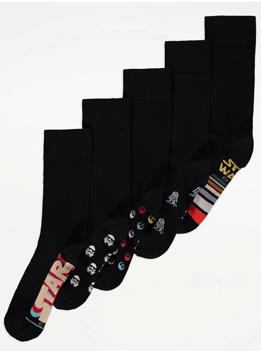 George at Asda Men's Star Wars Black Ankle Socks 5-Pack | Disney Official Collection