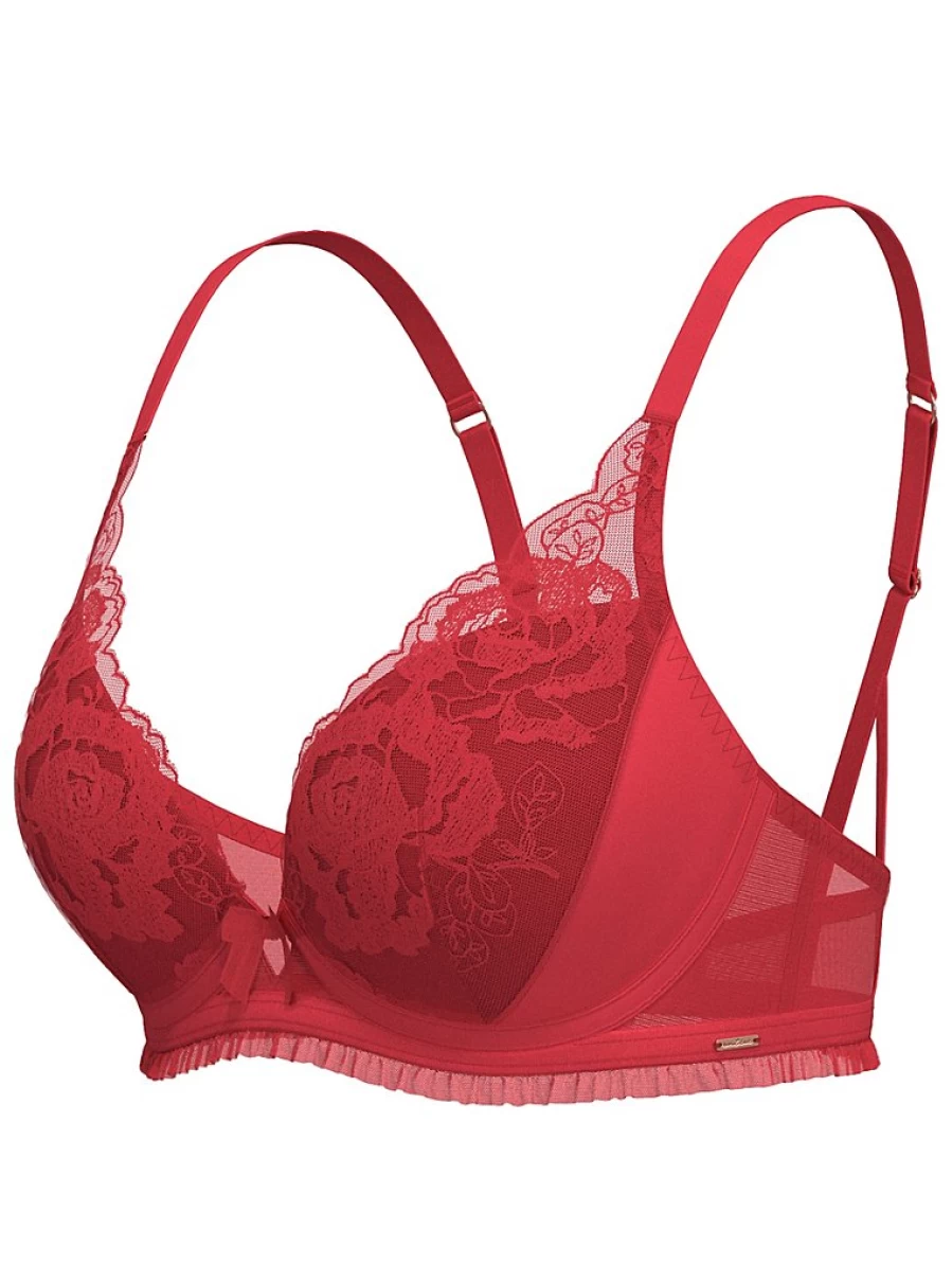 "Entice Red Rose Embroidered Plunge Padded Bra by George at Asda | Comfortable Lingerie for Women"