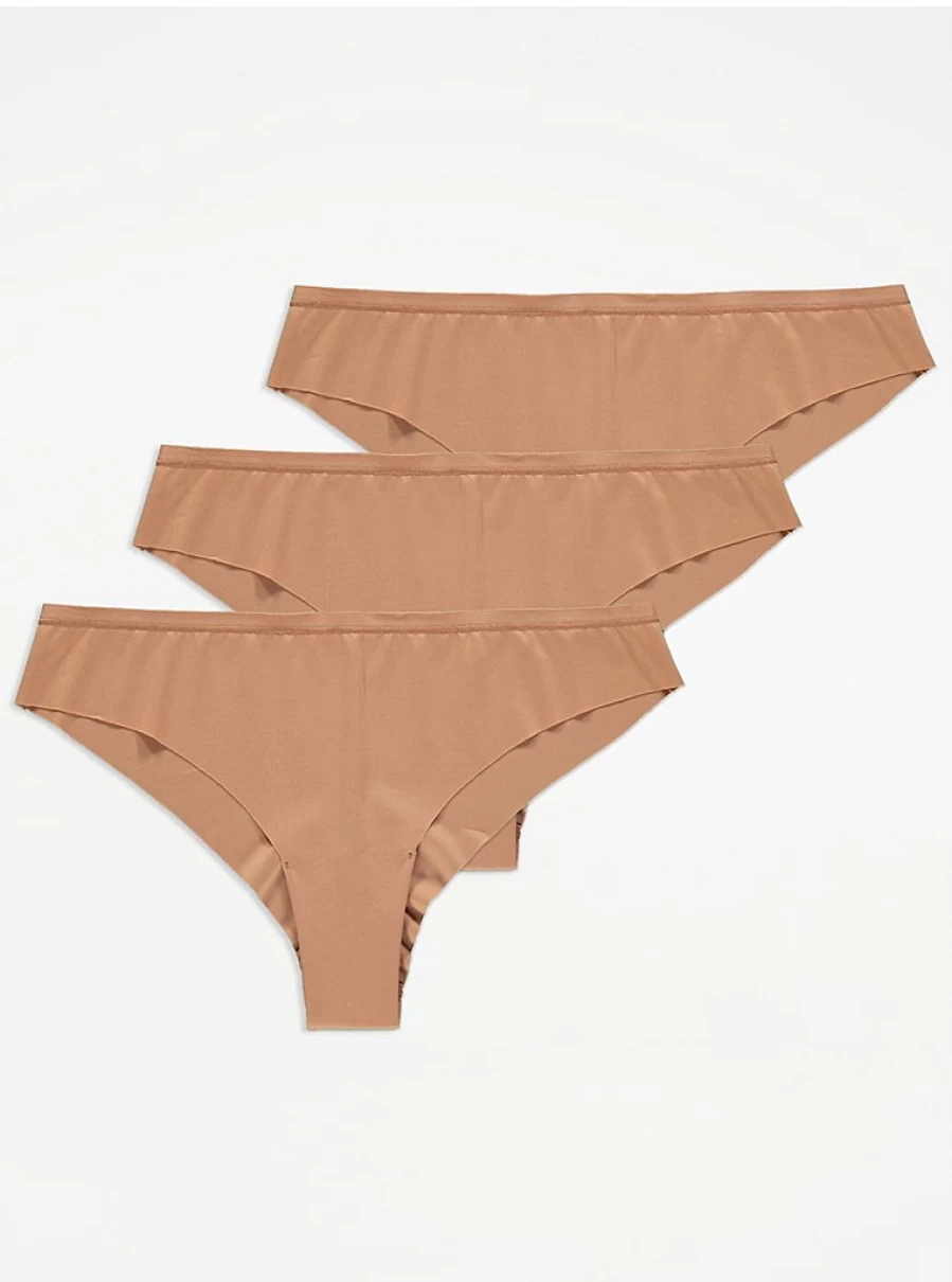 "George at Asda Nude Brazilian Knickers 3 Pack | Seamless No VPL Medium Coverage Underwear"
