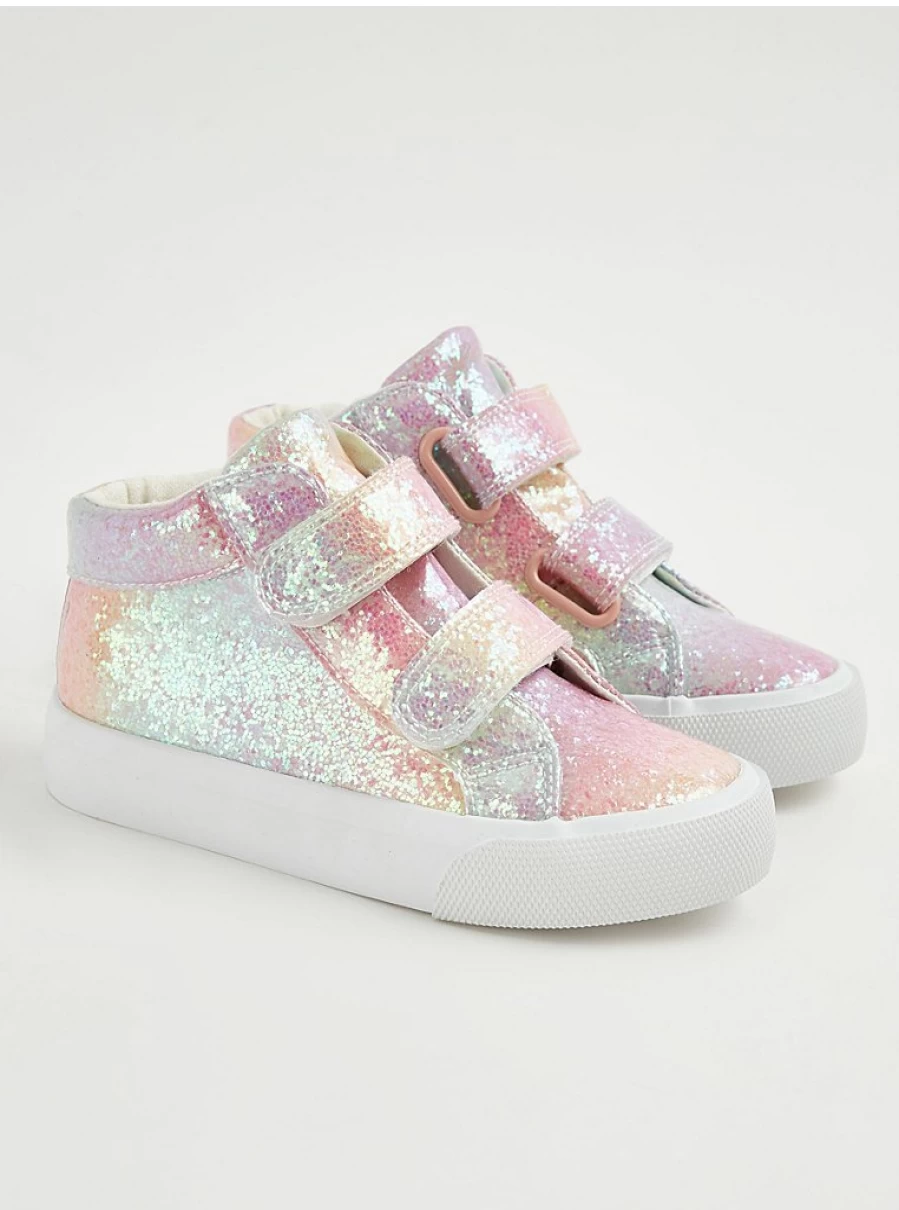Pastel Ombre Rainbow Glitter High Top Sneakers for Girls | George at Asda | Kids' Fashion Trainers