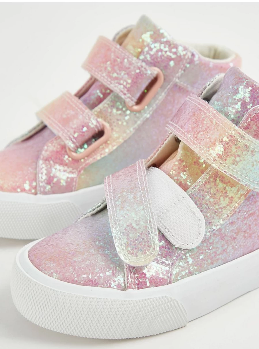 Pastel Ombre Rainbow Glitter High Top Sneakers for Girls | George at Asda | Kids' Fashion Trainers