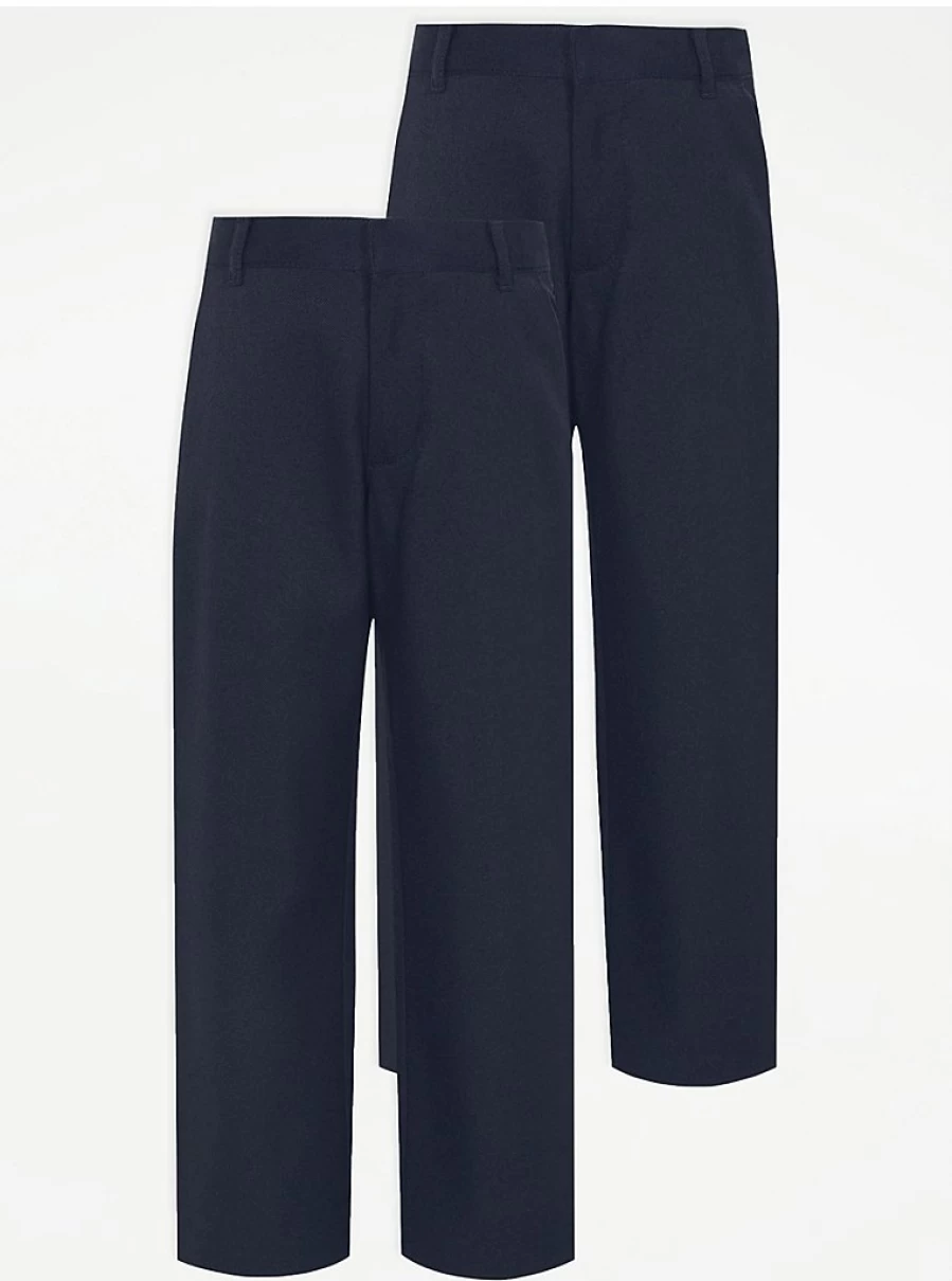 Boys Navy School Trousers 2 Pack | Regular Fit | George at Asda