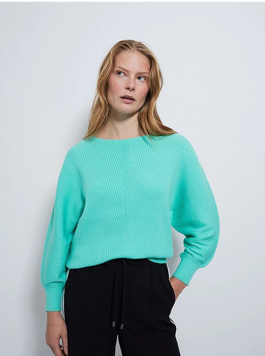"George at Asda Women's Mint Green V-Neck Ribbed Knit Jumper with Batwing Sleeves"
