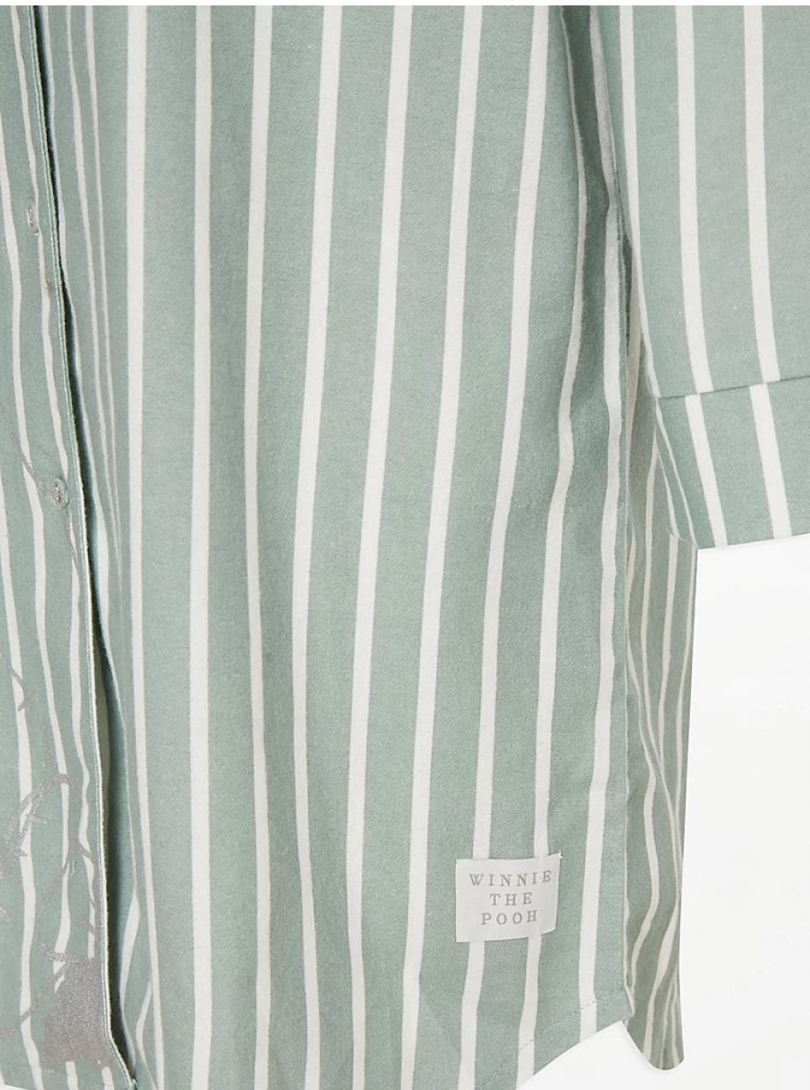 Disney Winnie The Pooh Green Striped Sleep Shirt for Women | George at Asda