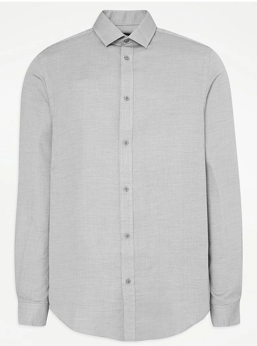 Men's Grey Textured Long Sleeve Shirt by George at Asda – Comfort & Style Review