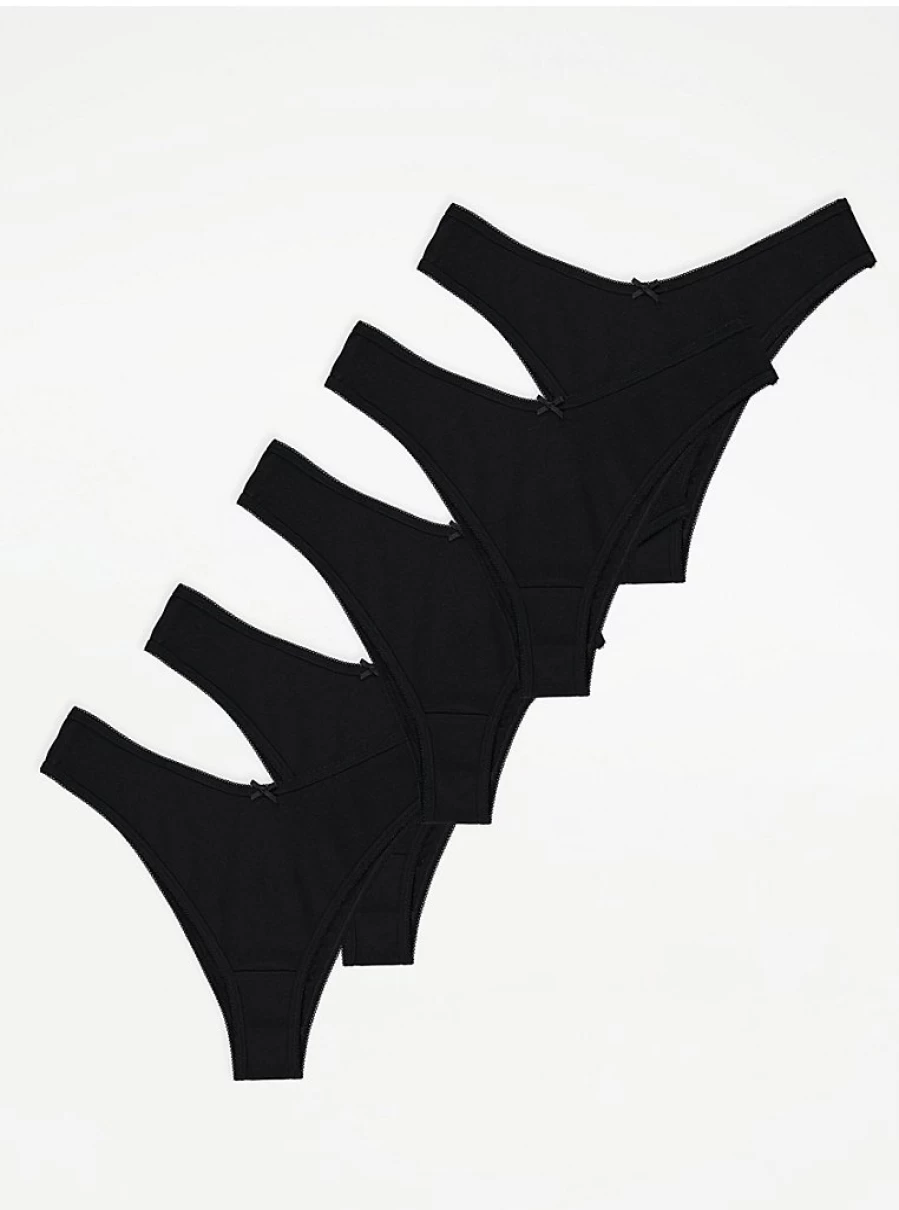 "George at Asda Black High Leg Knickers 5-Pack | Comfortable Lingerie Set | Women's Underwear Reviews"