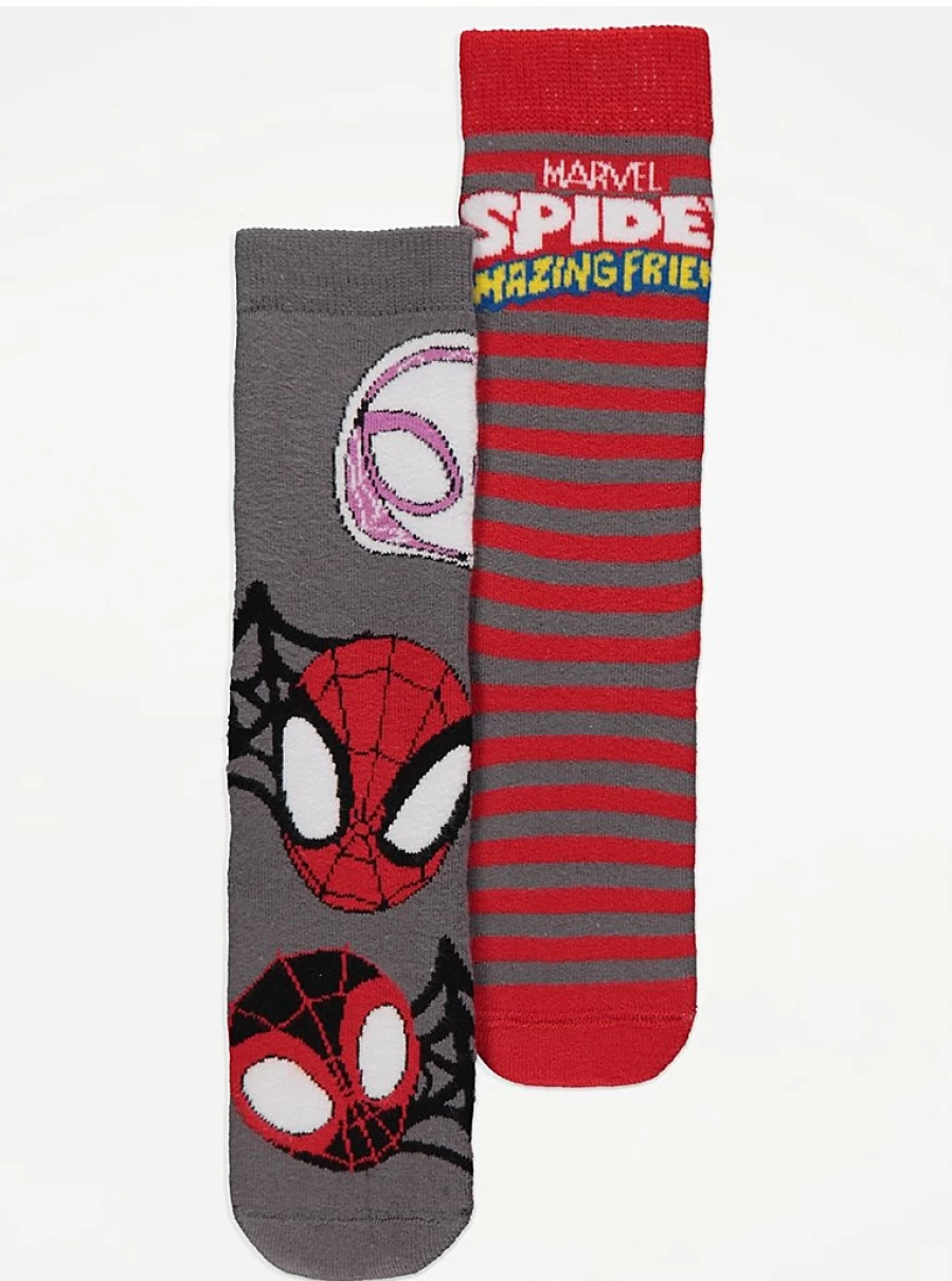 "George at Asda Boys' Marvel Spidey and Friends Waterproof Welly Boot Socks 2-Pack"