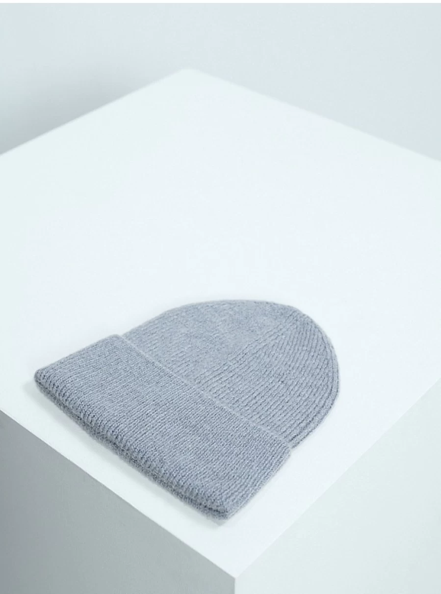 George at Asda Men's Grey Wool Knitted Beanie Hat - Studio Edit Collection