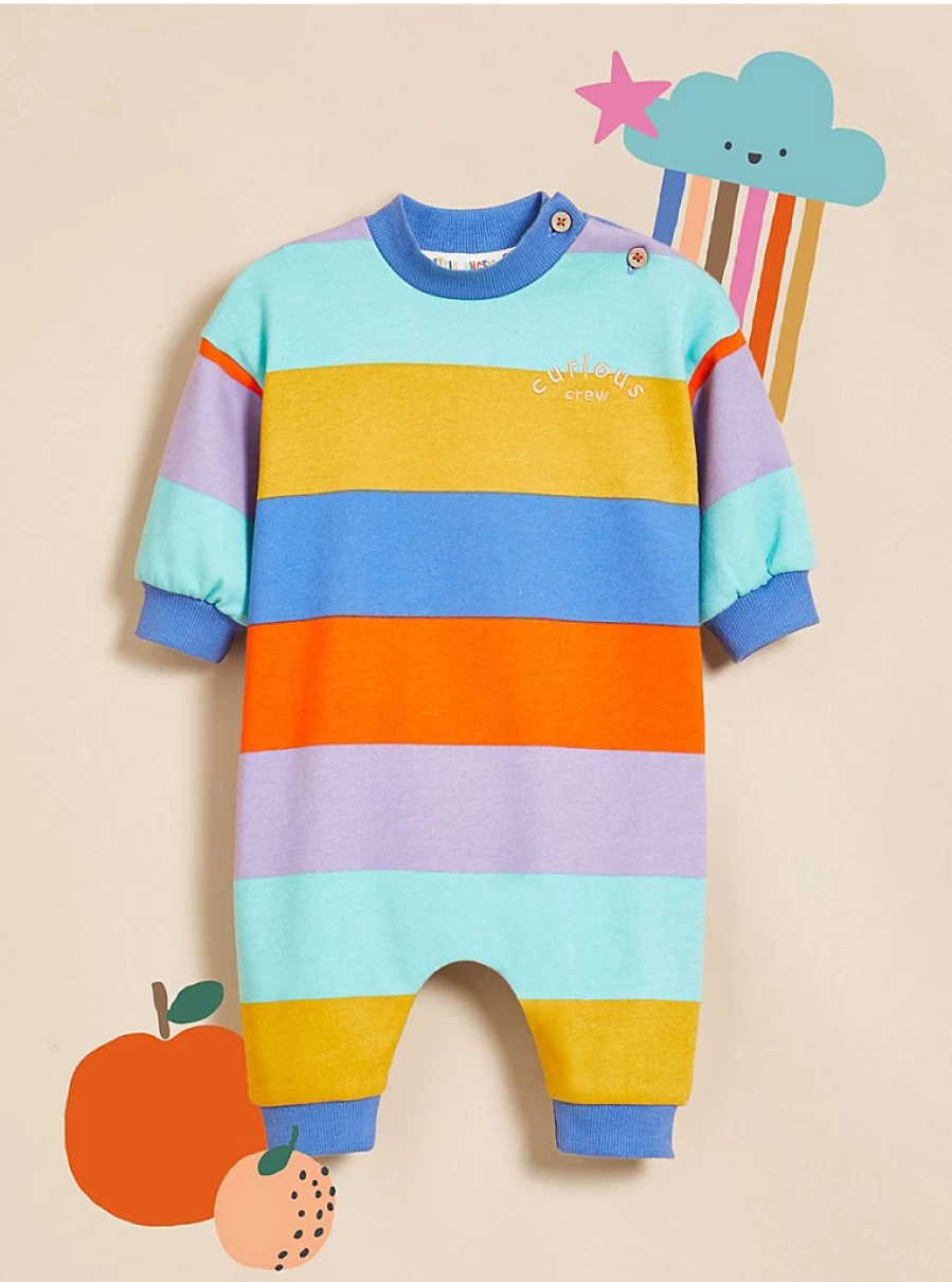 "George at Asda Baby Little Angels Bright Striped All-in-One Curious Crew Outfit Review"