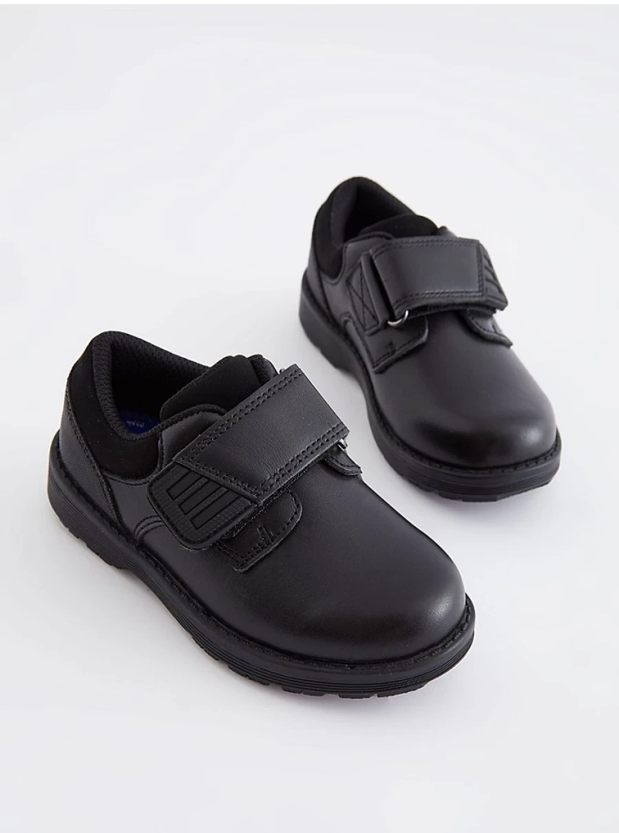 "George at Asda Wide Fit Black Leather School Shoes – Comfortable & Durable School Footwear"