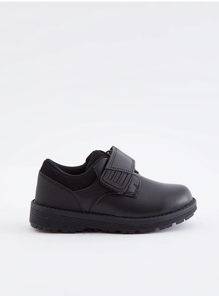 "George at Asda Wide Fit Black Leather School Shoes – Comfortable & Durable School Footwear"