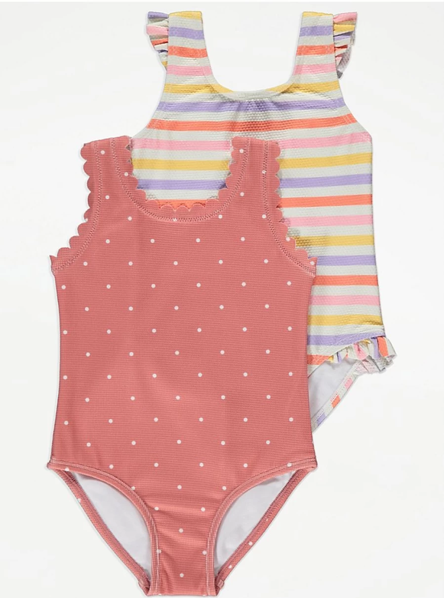 2 Pack Girls' Patterned Swimsuits | George at Asda | Kids' Swimwear Reviews