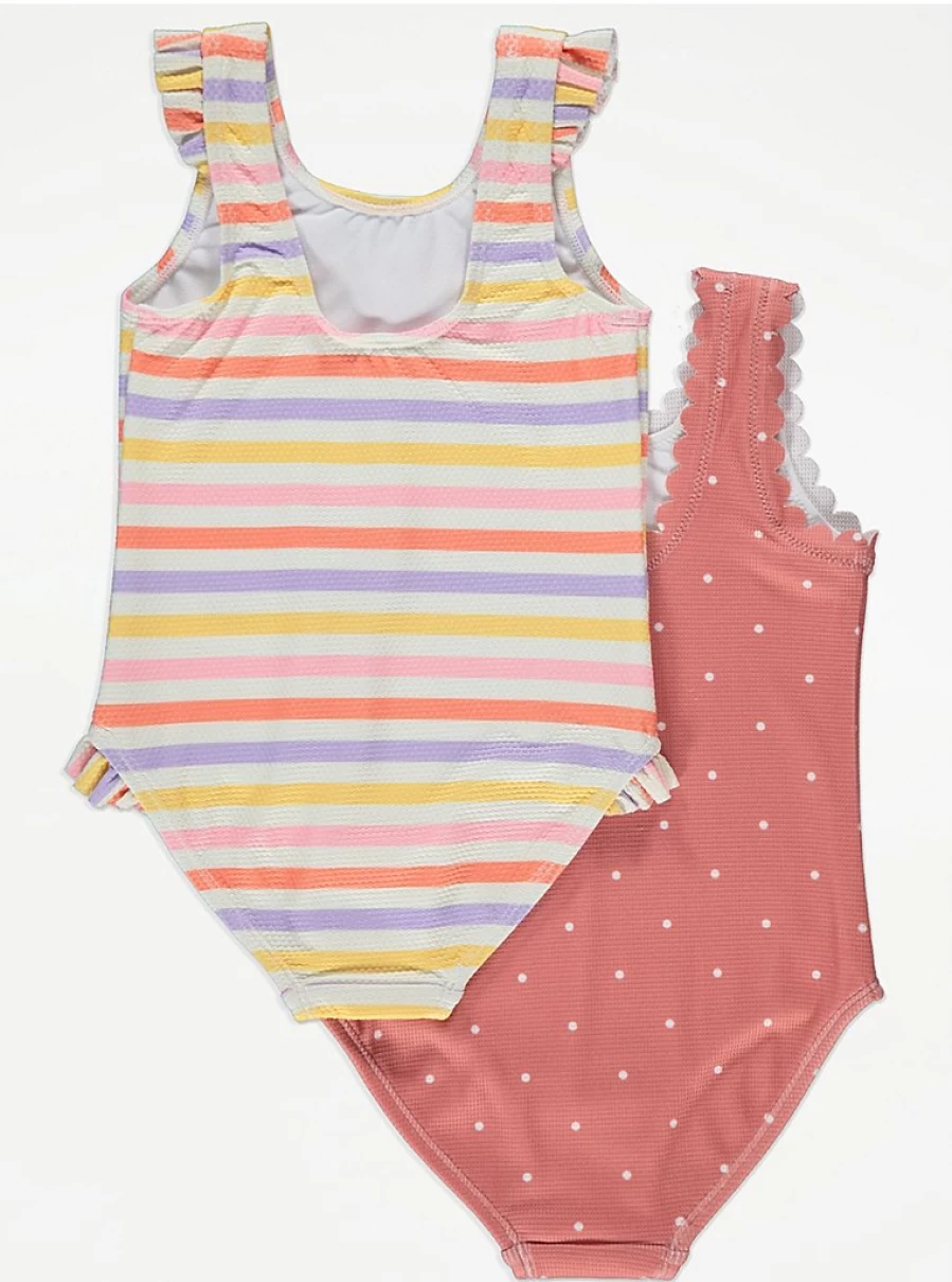 2 Pack Girls' Patterned Swimsuits | George at Asda | Kids' Swimwear Reviews