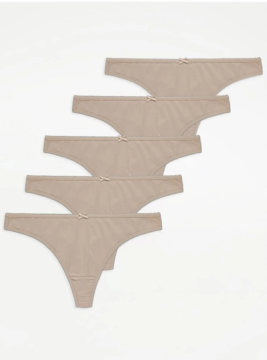 "George at Asda Nude Thongs 5-Pack | Seamless Lingerie Underwear Set"