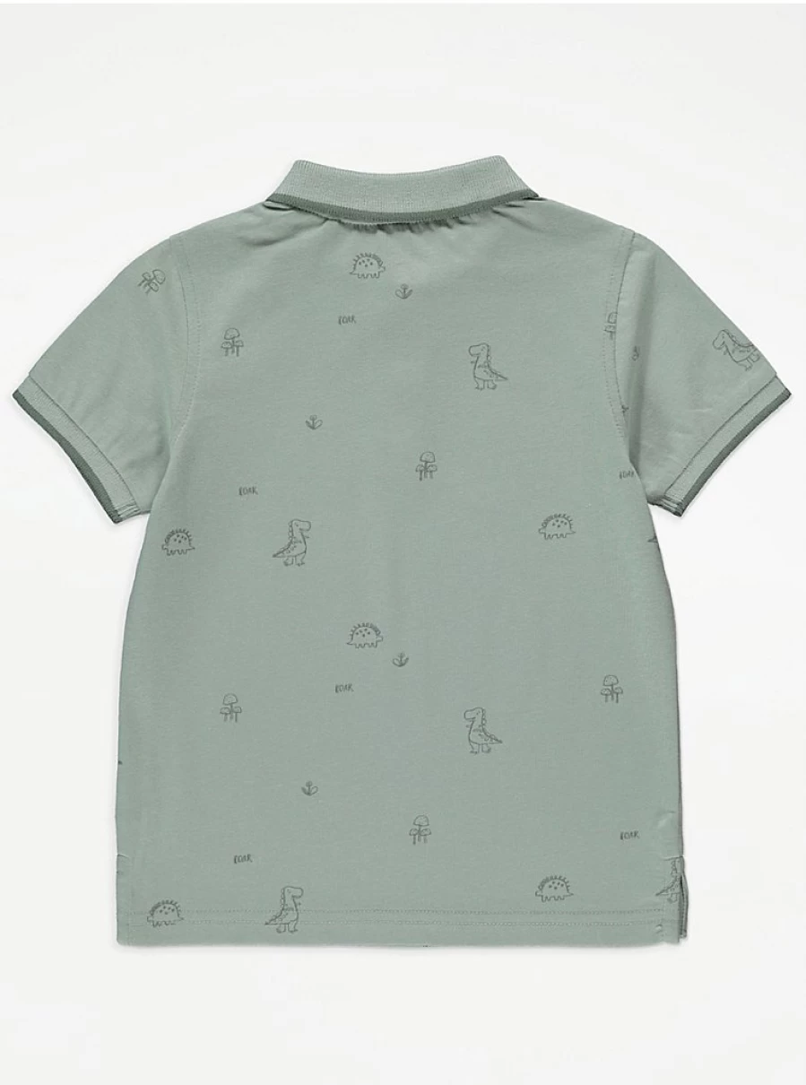 Boys' Sage Green Dinosaur Polo & Shorts Outfit Set | George at Asda Kids' Clothing