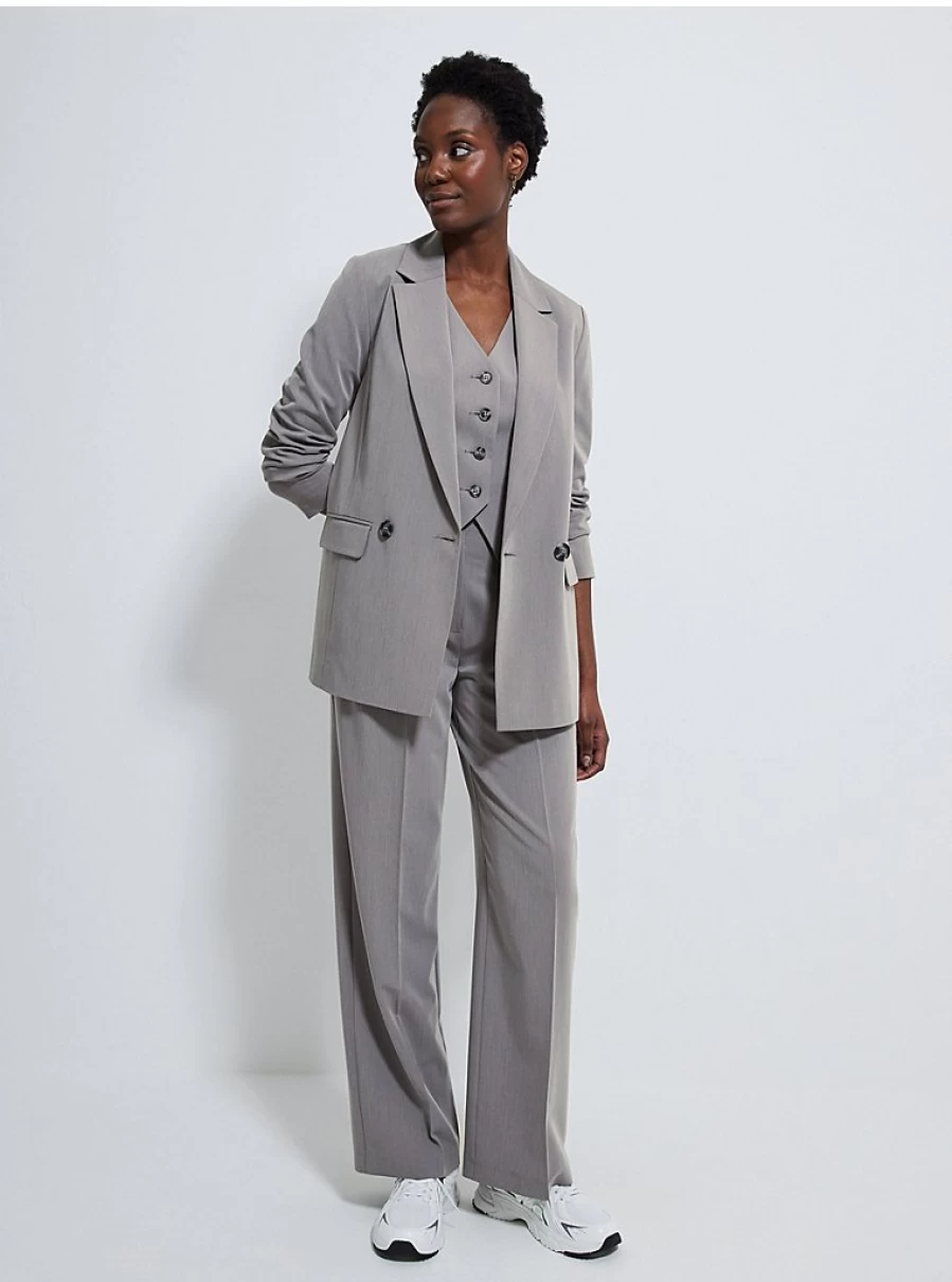 "George at Asda Women's Grey Wide Leg Formal Trousers with Twin Pleats – Comfort & Style"