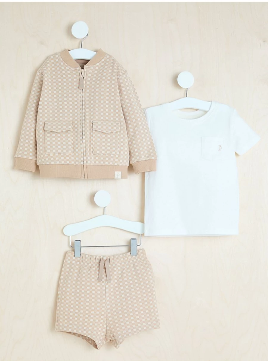 "George at Asda Boys' Billie Faiers Camel Checked Jacket, T-Shirt & Shorts Outfit Set Review"